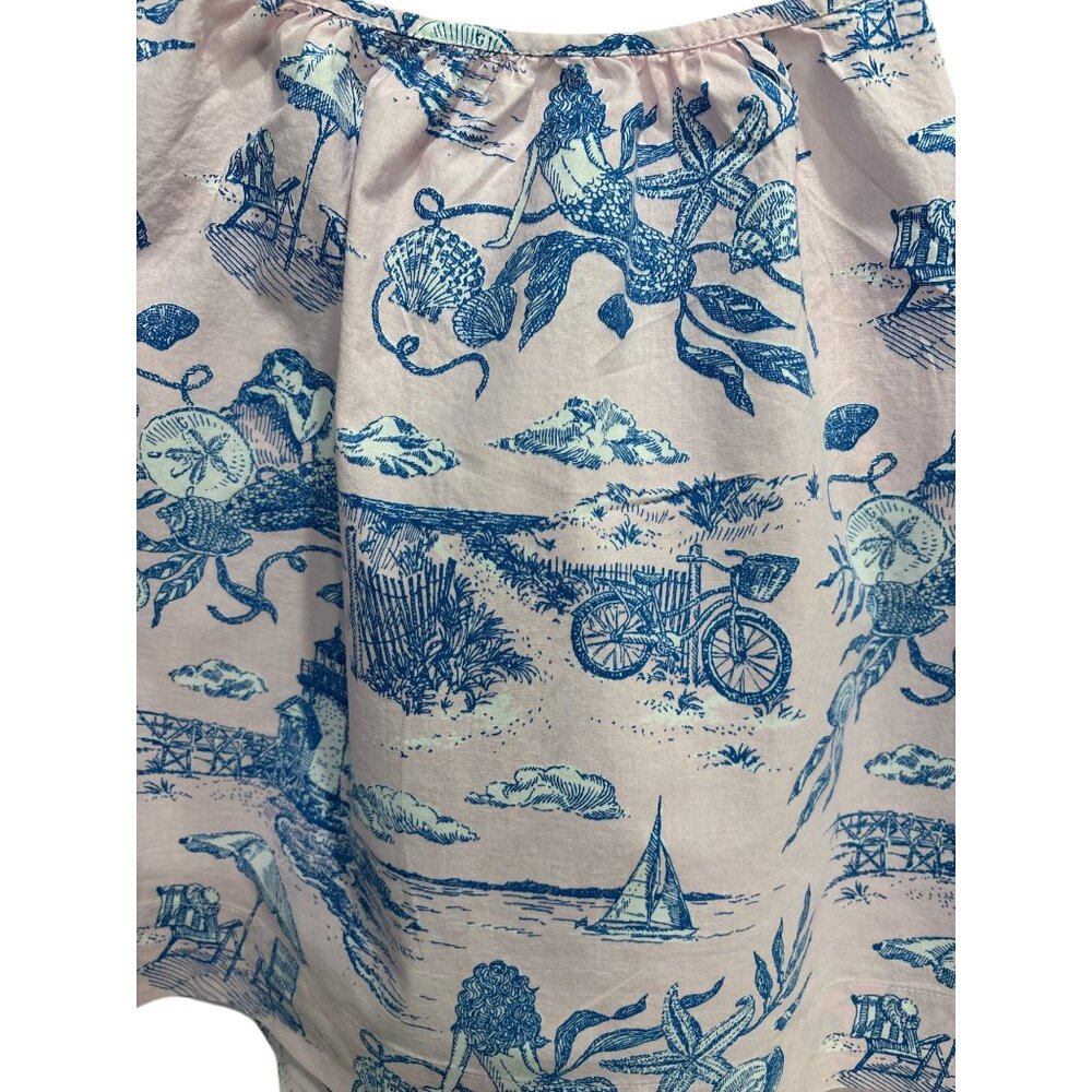 Printfresh Organic Cotton Mermaid Toile Cami Tank Top Pink Blue Size M - Picture 3 of 8